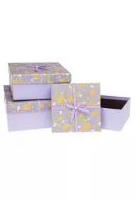 Pudełko prezentowe z kokardą 3 szt fiolet