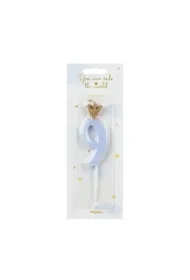 Świeczka urodzinowa 9 jasny niebieski 9,5cm