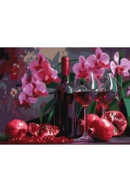 Malowanie po numerach - Wino i orchidee