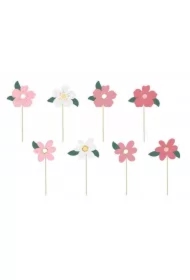 Toppery na tort kwiaty 8 szt