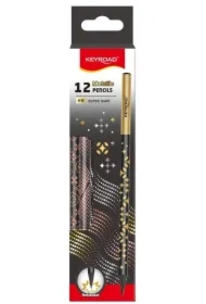 Ołówek Metallic okrągły czarne drewno 12 szt