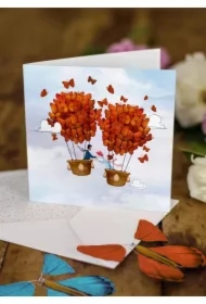 Karnet duży z 2 motylkami Ślub Para Młoda balony