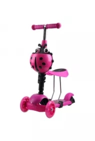 Hulajnoga 3-kołowa 3w1 biedronka różowa