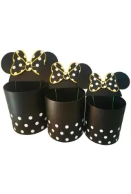 Pudełko Flower Box 3 szt okrągłe Micky czarne