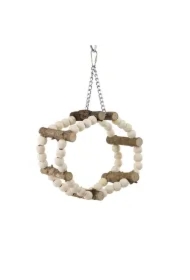 Zabawka, dla ptaków, koło wiszące, drewniane, 32 x 20 cm, na metalowym łańcuszku