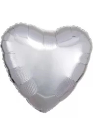 Balon foliowy metalik srebrny serce luzem
