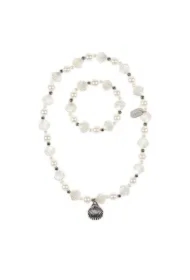 Zestaw naszyjnik i bransoletka muszelki białe Famke