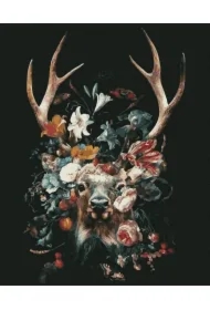 Malowanie po numerach czarne płótno - Jeleń