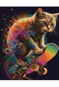 Malowanie po numerach czarne płótno - Kotek na...