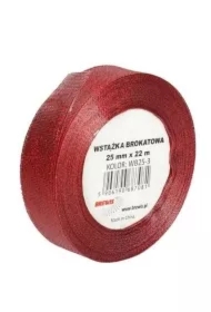 Wstążka brokatowa WB25-3 czerwona