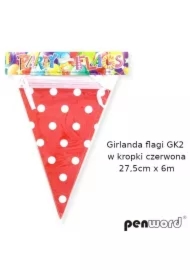 Girlanda flagi w kropki czerwona