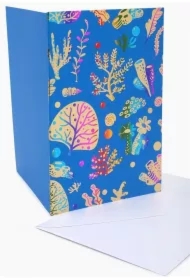 Karnet B6 YG-20-B109 złocony Koralowce niebieski