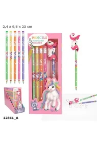 Ołówki tęczowe + figurka Jednorożec Ylvi 12861A
