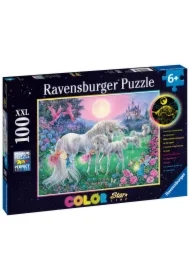 Puzzle 100 el. świecące w ciemności - Jednorożce w blasku księżyca