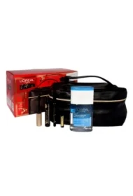 Zestaw (Tusz do rzęs Mascara Voluminous Extra Black+ Eyeliner Perfect Slim + Płyn do demakijażu + kosmetyczka)