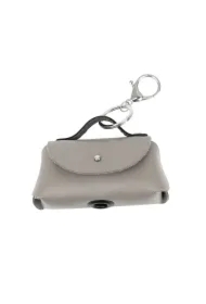 Torebka skórzana do woreczków na odchody, szara