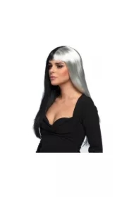 Peruka diablicy czarno-siwa