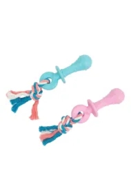 Zabawka, dla psa, smoczek, 12, 5 cm, z liną bawełnianą