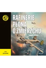 Rafinerie płoną o zmierzchu