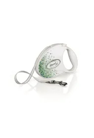 Smycz glam splash leaf, M taśma 5 m, biała