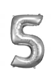 Balon foliowy cyfra 5 srebrna