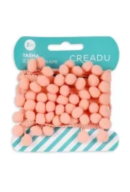 Wstążka taśma z pomponami jasny róż