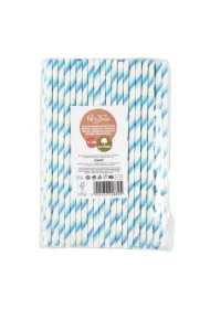 Słomki papierowe łamane niebieskie 144 szt