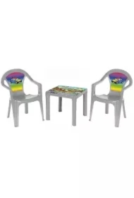 Stolik i dwa krzesła pastel szary