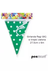 Girlanda flagi w kropki zielona