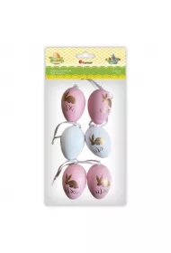 Zawieszki plastikowe jajka 40x60mm różowe Wielkanoc