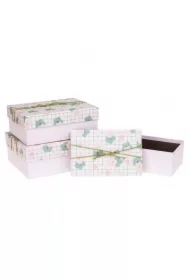 Pudełko prezentowe z kokardą 3 szt kwiaty