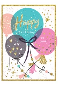 Karnet B6 Urodziny - Balony brokat