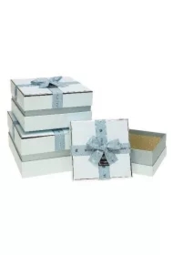 Pudełko prezentowe z kokardą 3 szt błękit