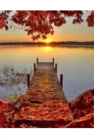 Malowanie po numerach - Pomost jesienią o zachodzie słońca