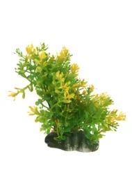 Roślina, do dekoracji akwarium, zielono-żółta, plastikowa, 12-18 cm, gęsta w drobne liście