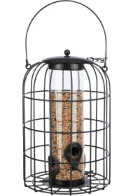 Karmidło z siatką ochronną, dla ptaków, czarne, 17 x 26 cm