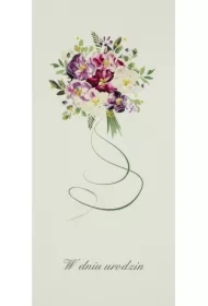 Karnet Urodziny DL U15 - Bukiet bordowy