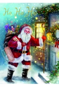 Karnet B6 Boże Narodzenie Mikołaj u drzwi