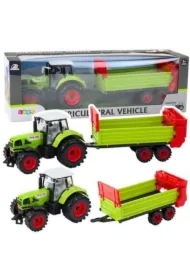 Traktor z przyczepką na napęd frakcyjny zielony