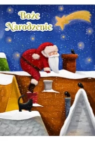 Kartka B6 Boże Narodzenie Mikołaj w kominie