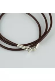 Rzemyk-srebrne końcówki, 50 cm czarny