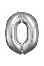 Balon foliowy cyfra 0 srebrna