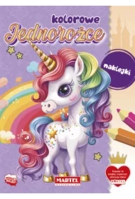 Kolorowanka z naklejkami. Kolorowe jednorożce