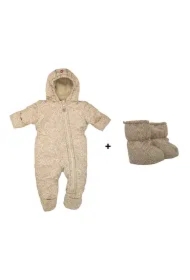 Zestaw kombinezon zimowy beżowy Taslon Birch, rozm. 74 + buciki beżowe