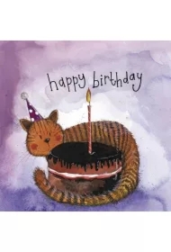 Karnet S401 Urodziny Kot z tortem