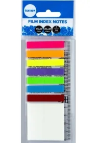 Zakładki indeksujące foliowe 7 neonowych kolorów z notesem i linijką