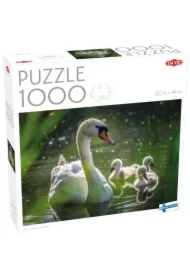 Puzzle 1000 el. Łabędź na jeziorze z dziećmi