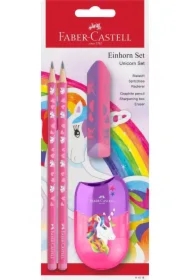 Zestaw Jednorożec 2 ołówki Jumbo+temper+gumka