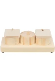 Snack cups, zabawka edukacyjna, dla szczurów/królików, drewno, 15 x 4, 5 x 6 cm