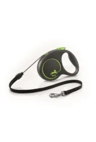 Black Design, Smycz automatyczna dla psa, czarno/zielona, M, 5m, linka